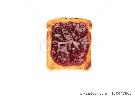 Toast with jam isolated on white background 120447902