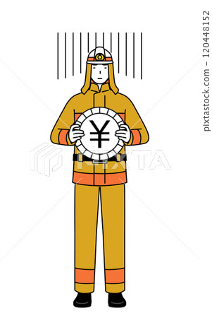 外匯損失和日圓疲軟的形象，穿著防火服的消防員 120448152