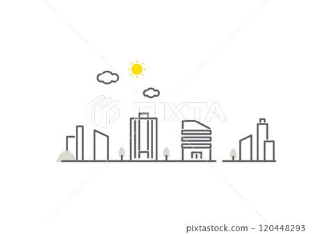 辦公室城市景觀-簡單時尚的線條畫插圖 120448293