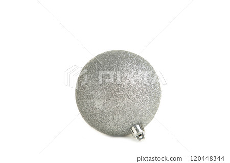Shiny silver Christmas ball isolated on white background 120448344