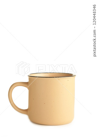 Beige cup isolated on a white background Beige cup isolated on a white background 120448346