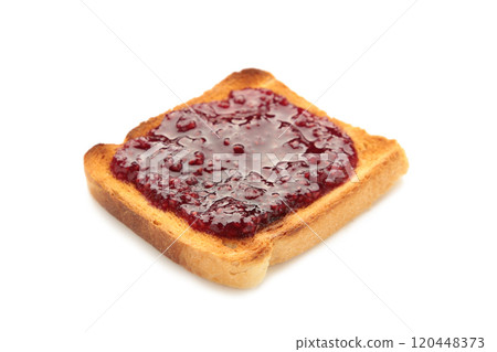Toast with berry jam isolated on white background Toast with berry jam isolated on white background 120448373
