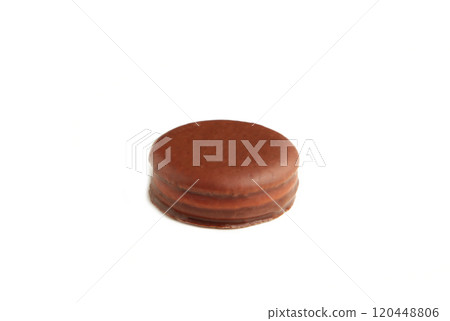 Choco pie chocolate coated snacks isolated on white background. Choco pie chocolate coated snacks isolated on white background. 120448806