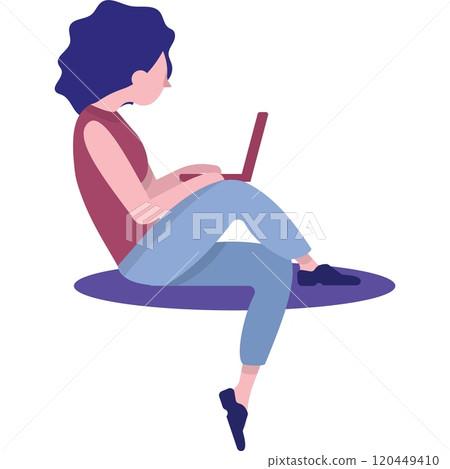 Woman laptop computer work in social network 120449410