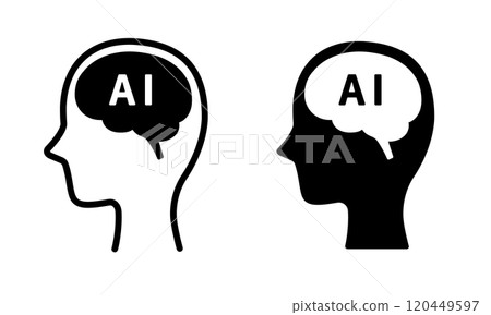 AI, artificial intelligence, head icon 120449597