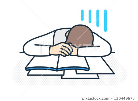 一個厭倦學習的女孩。一個跟不上課堂進度的學生。一名高中女生的插圖。 一個厭倦學習的女孩。一個跟不上課堂進度的學生。一名高中女生的插圖。 120449673