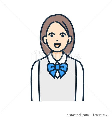 Vector illustration of a high school girl wearing a blazer uniform. 120449679