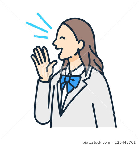 High school girls in school uniforms cheering. Vector illustration of girls cheering. High school girls in school uniforms cheering. Vector illustration of girls cheering. 120449701