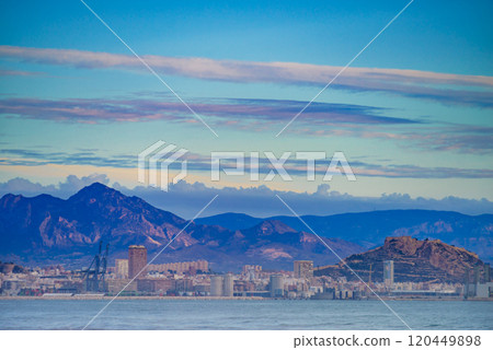 Coast landscape with Alicante city on horizon 120449898