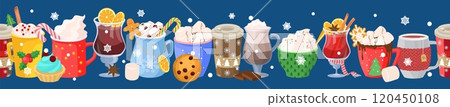 Winter hot drinks seamless pattern vector illustration 120450108