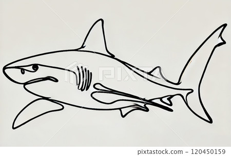 用鋒利的線條畫出的鯊魚的簡單插圖 120450159