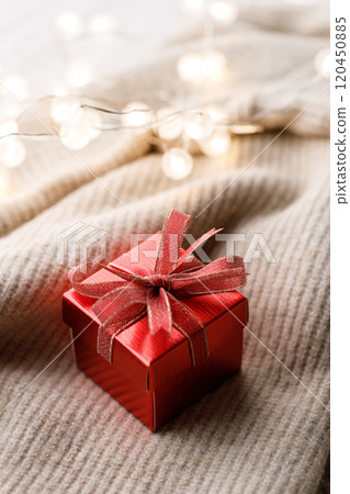 Artisan gift box on soft sweater 120450885