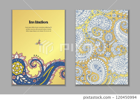 Two greeting cards set with paisley motifs 120450994