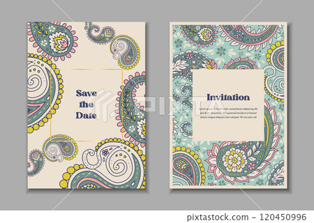 Two greeting cards set with paisley motifs Two greeting cards set with paisley motifs 120450996