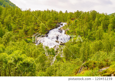 Waterfall along the Aurlandsfjellet Norway Waterfall along the Aurlandsfjellet Norway 120451239