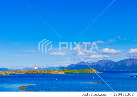 Lighthouse Hovsund Lofoten Islands Norway Lighthouse Hovsund Lofoten Islands Norway 120451308