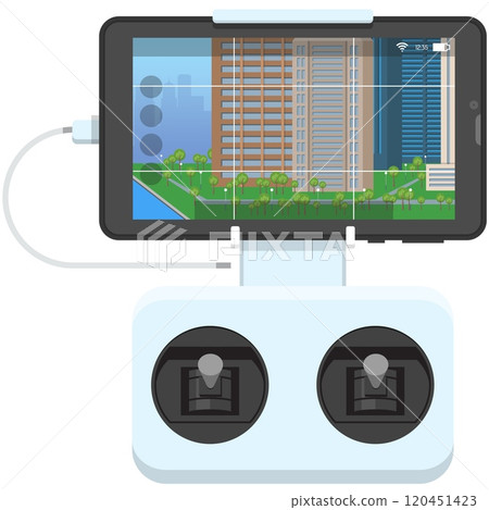 Drone remote control via smartphone vector on white 120451423