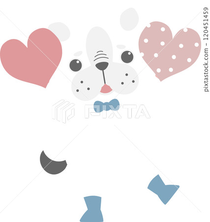 cute and lovely dog holding heart, happy valentines day, birthday, love concept, flat png illustration cartoon character costume design 120451459