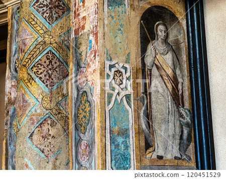 Tomar, Portugal - Mar 12, 2024: The Charola of the Convent of Christ, magnificent Knights Templar architecture at Tomar Tomar, Portugal - Mar 12, 2024: The Charola of the Convent of Christ, magnificent Knights Templar architecture at Tomar 120451529