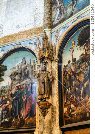 Tomar, Portugal - Mar 12, 2024: The Charola of the Convent of Christ, magnificent Knights Templar architecture at Tomar 120451540