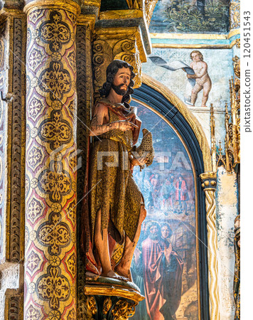 Tomar, Portugal - Mar 12, 2024: The Charola of the Convent of Christ, magnificent Knights Templar architecture at Tomar 120451543