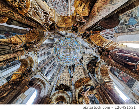Tomar, Portugal - Mar 12, 2024: The Charola of the Convent of Christ, magnificent Knights Templar architecture at Tomar 120451551