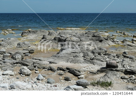 Beach at Holmudden at the northeastern part of Faro, Gotland, Sweden. Beach at Holmudden at the northeastern part of Faro, Gotland, Sweden. 120451644