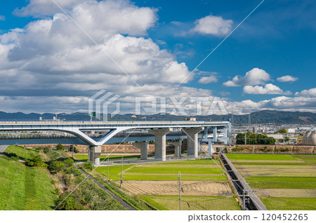 Keiji Bypass, view from Sakura Deaikan Observation Tower, Yawata City, Kyoto Prefecture 120452265