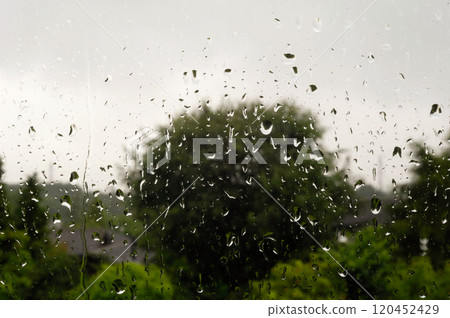 Rain on window 120452429