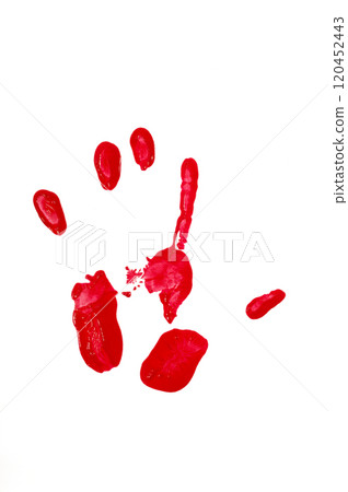 Hand print with red paint 120452443