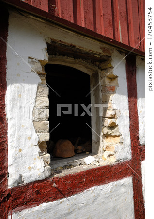 window of house in ruin 120453754