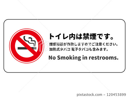 No smoking in the restrooms Notice and smoke detector signs 120453899