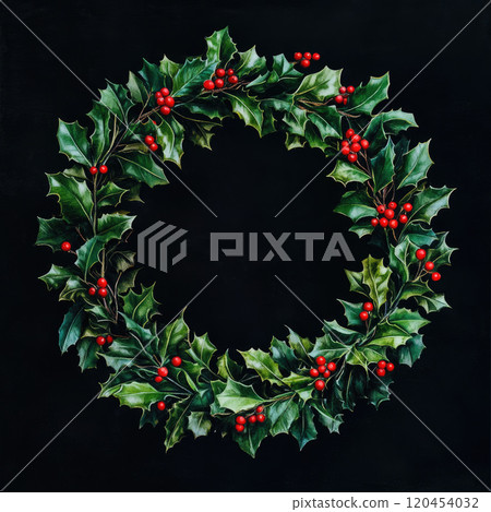 Traditional round botanical frame for New Year holidays 120454032