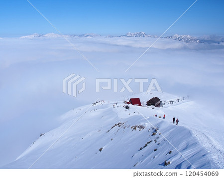 Winter view from Happo-one in the Northern Alps Winter view from Happo-one in the Northern Alps 120454069