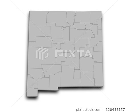 3d Map of New Mexico state with counties, color. United State of America, US, United State 120455157
