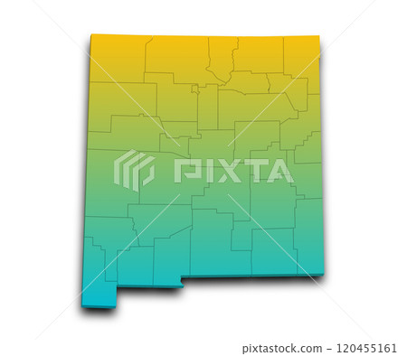 3d Map of New Mexico state with counties, color. United State of America, US, United State 120455161