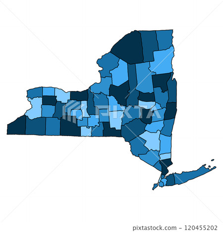 colourful map of New York State. New York Counties map, Newyork blank map for design ,copy space 120455202