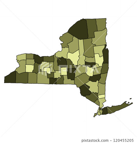 colourful map of New York State. New York Counties map, Newyork blank map for design ,copy space 120455205