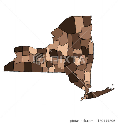 colourful map of New York State. New York Counties map, Newyork blank map for design ,copy space 120455206