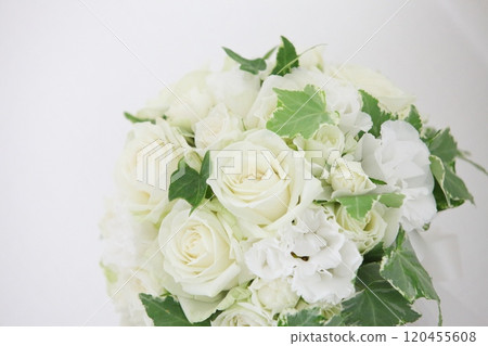 白玫瑰與常春藤的新娘捧花 120455608