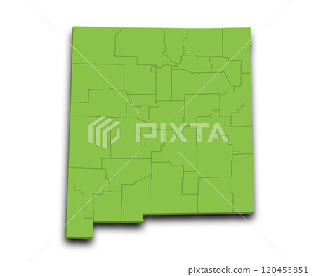 3d Map of New Mexico state with counties, color. United State of America, US, United State 120455851
