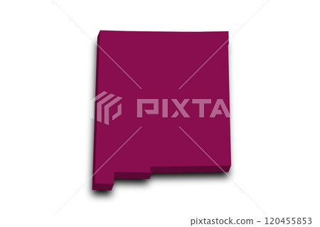 3d Map of New Mexico state with color. United State of America, US, United State 3d Map of New Mexico state with color. United State of America, US, United State 120455853