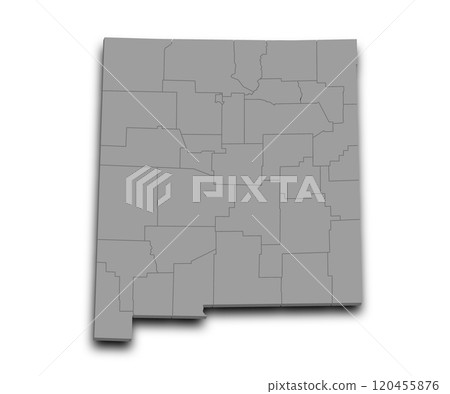 3d Map of New Mexico state with counties, color. United State of America, US, United State 120455876