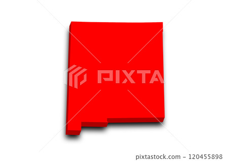 3d Map of New Mexico state with color. United State of America, US, United State 120455898