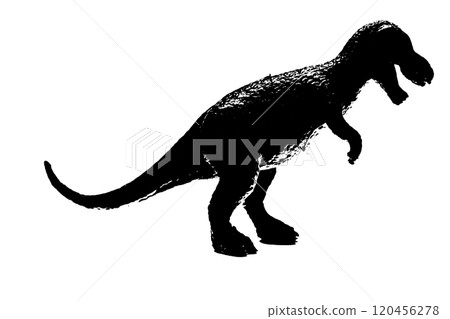 black dinosaur silhouette isolated on white background, model of T-rex toys 120456278