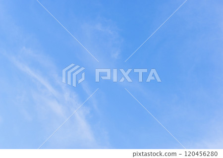 beautiful blue sky and white fluffy cloud with sunrise in the morning, natural background 120456280