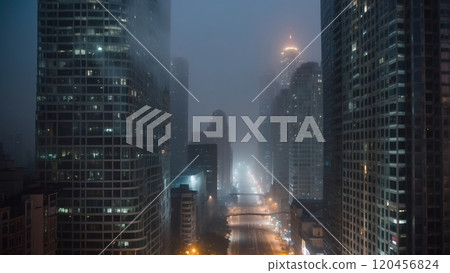 fog in the city nighttime scene 120456824