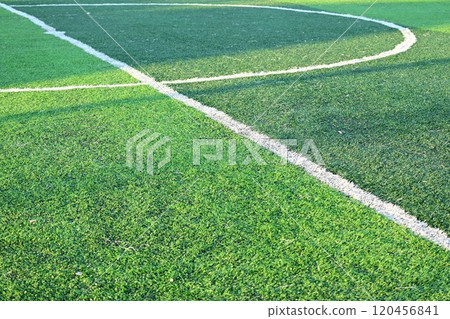 artificial green grass soccer field with white line artificial green grass soccer field with white line 120456841