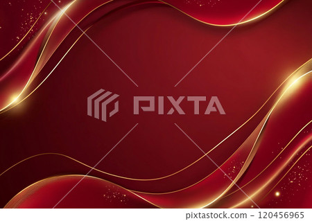 A red and gold wave patterned background with a red and gold color scheme. A red and gold wave patterned background with a red and gold color scheme. 120456965