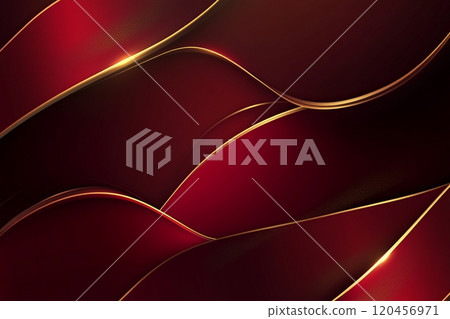 A red and gold wave patterned background with a red and gold color scheme.  120456971